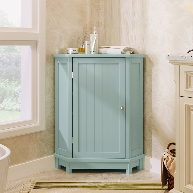 Red Barrel Studio® Green Bathroom Cabinet, Triangular Corner Storage ...